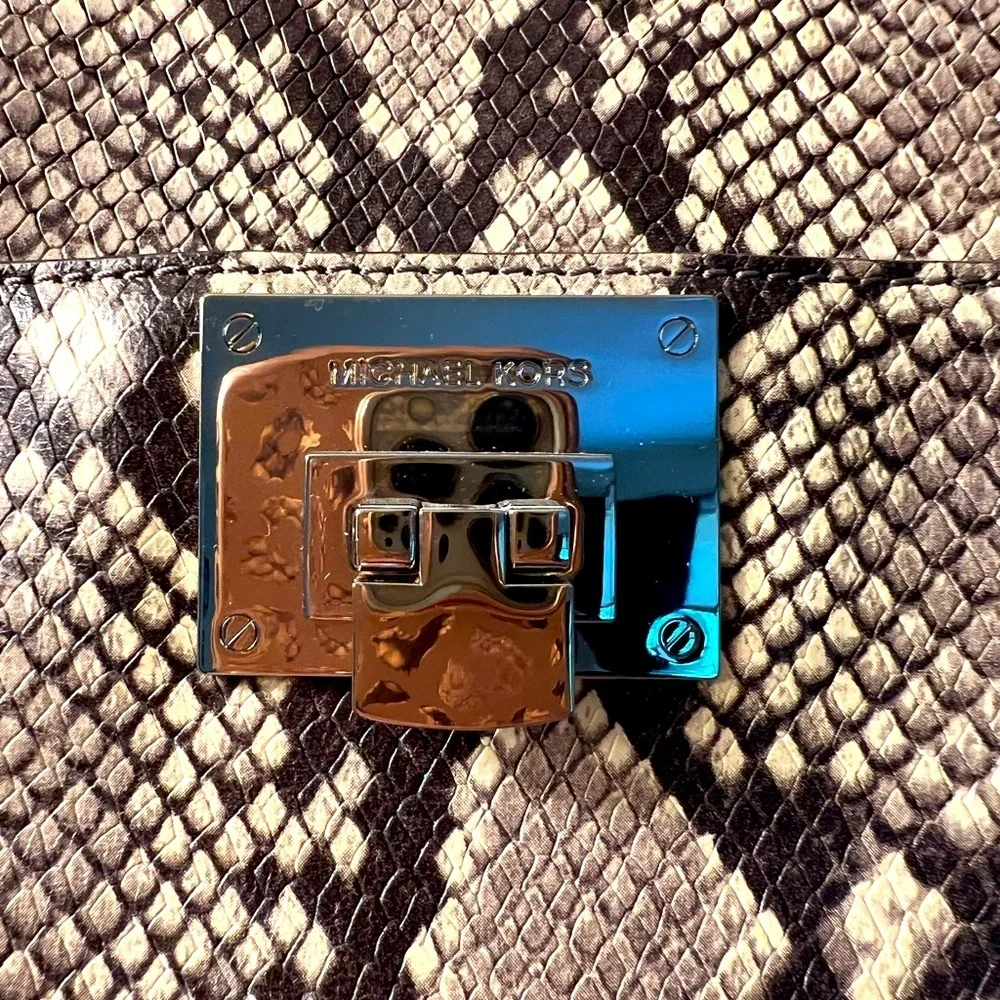 NWT Michael Kors Tina Python Snake Embossed Leather Satchel